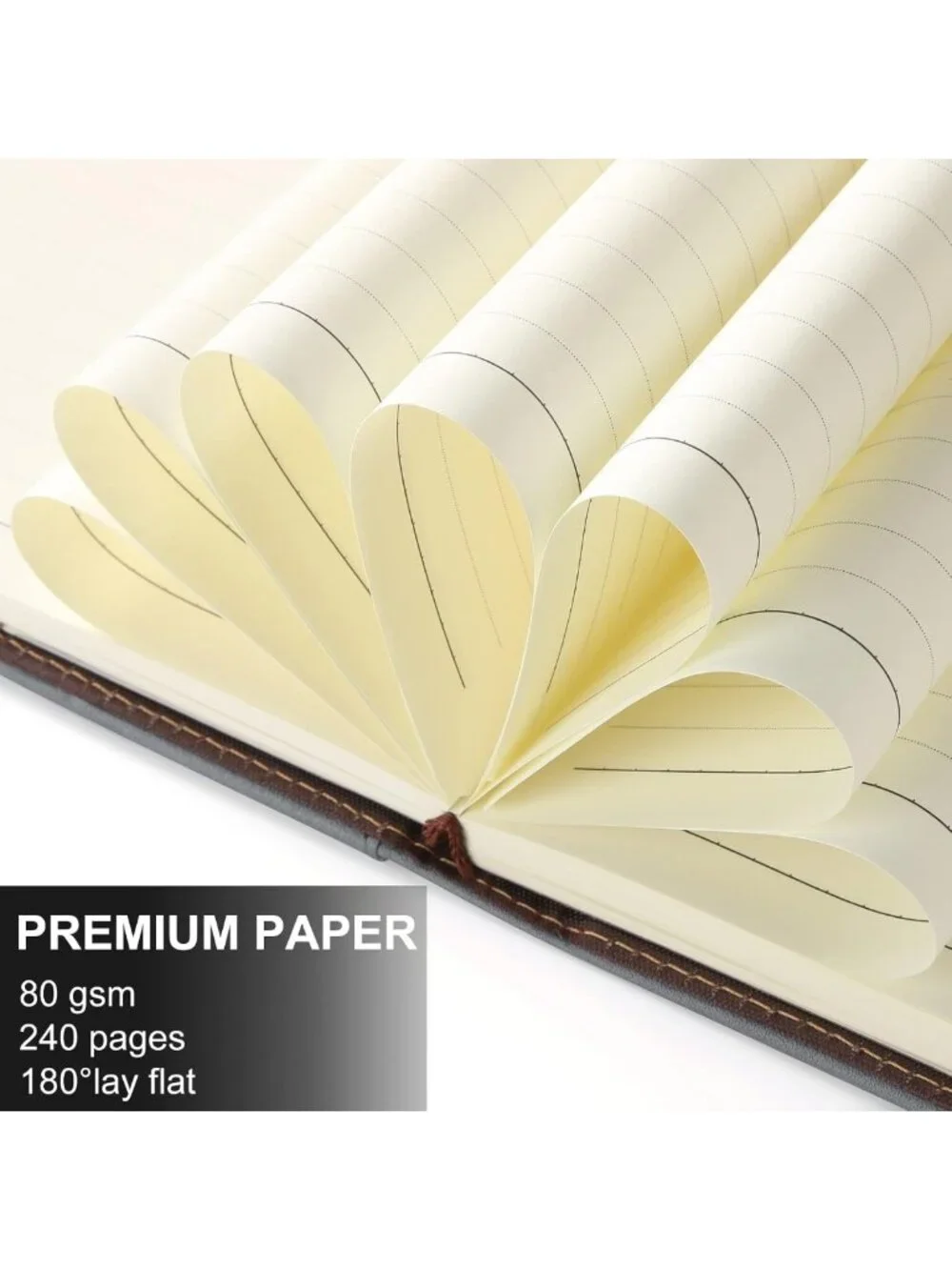 Refillable A5 Leather Journal with Pen, 240 Pages, Pocket, Magnetic Closure